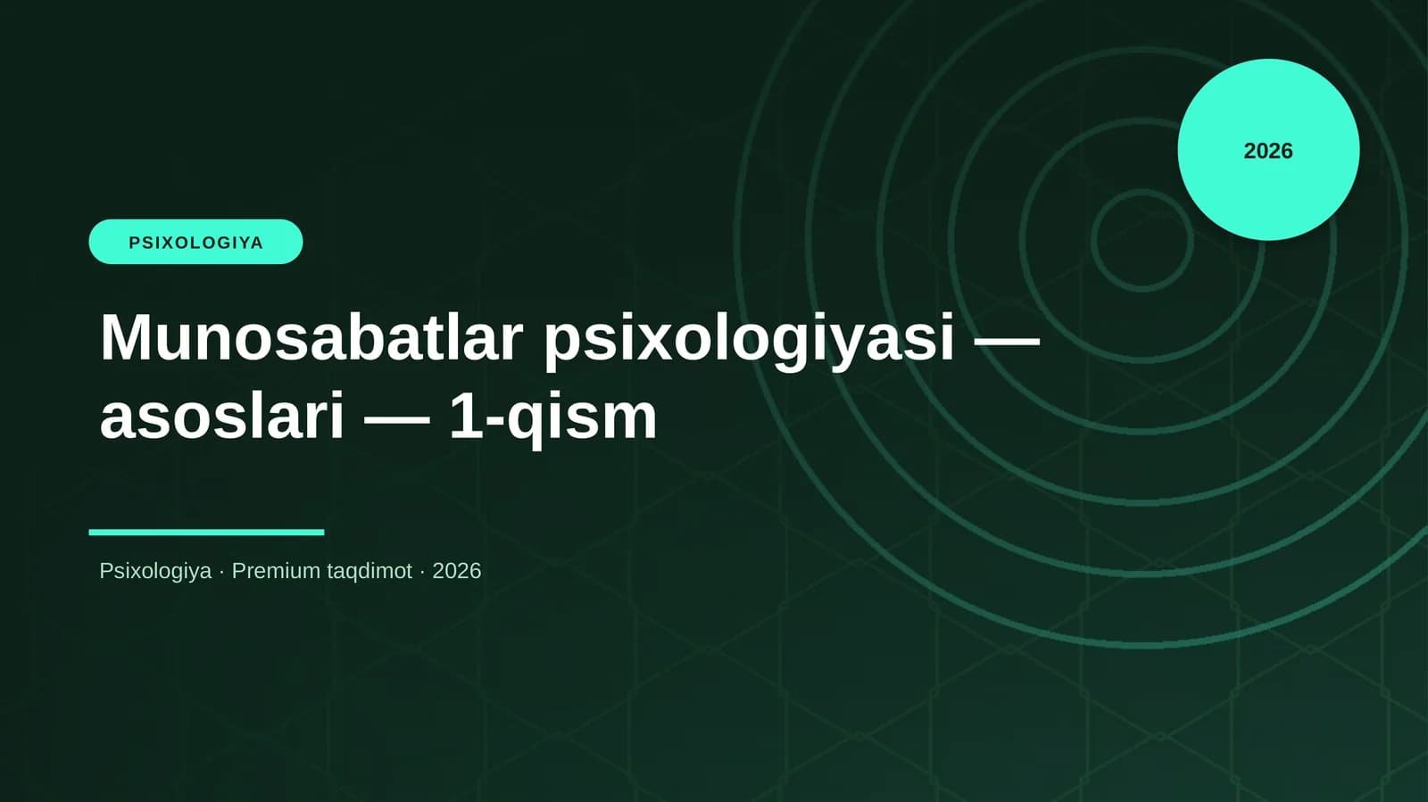 Munosabatlar psixologiyasi — asoslari — 1-qism