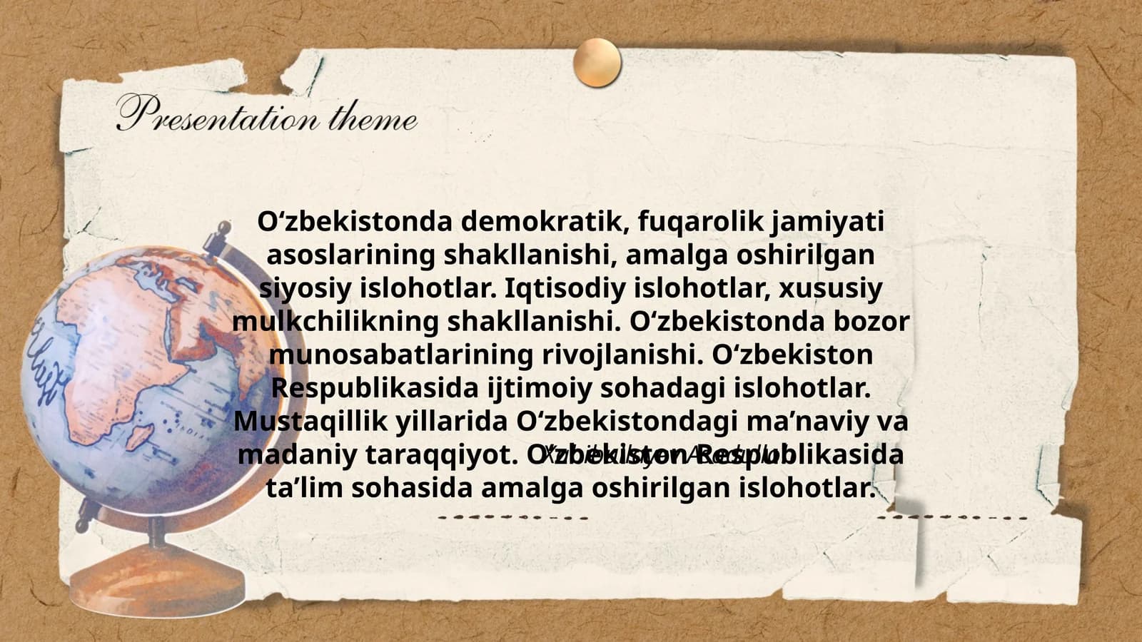 O‘zbekistonda demokratik, fuqarolik jamiyati asoslarining shakllanishi