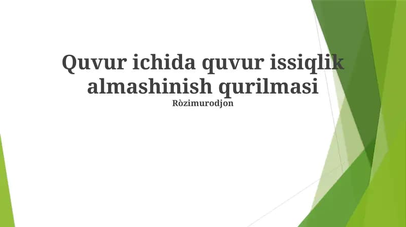 Trubka ichida trubka issiqlik almashtirgichlari (PIPHX)