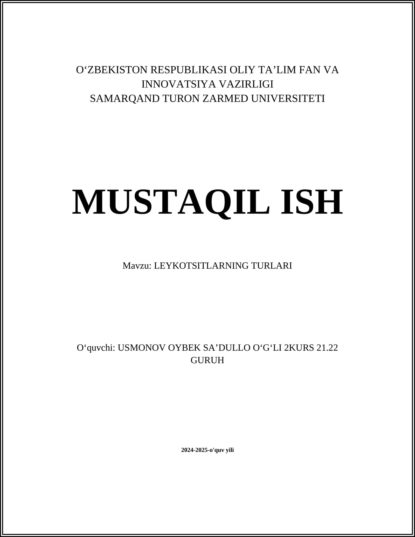 LEYKOTSITLARNING TURLARI