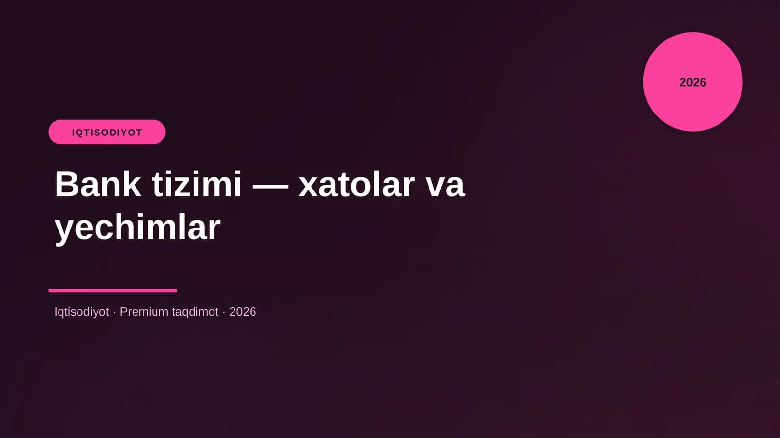 Bank tizimi — xatolar va yechimlar