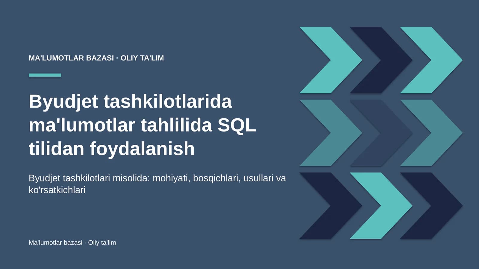 Ma'lumotlar tahlilida SQL tilidan foydalanish