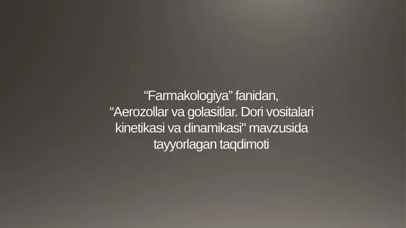 Aerozollar va Kolidollar