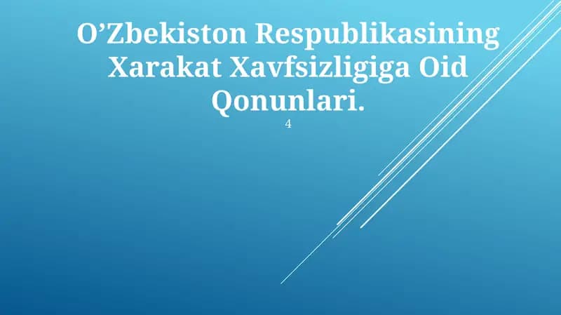 O’Zbekiston Respublikasining Xarakat Xavfsizligiga Oid Qonunlari