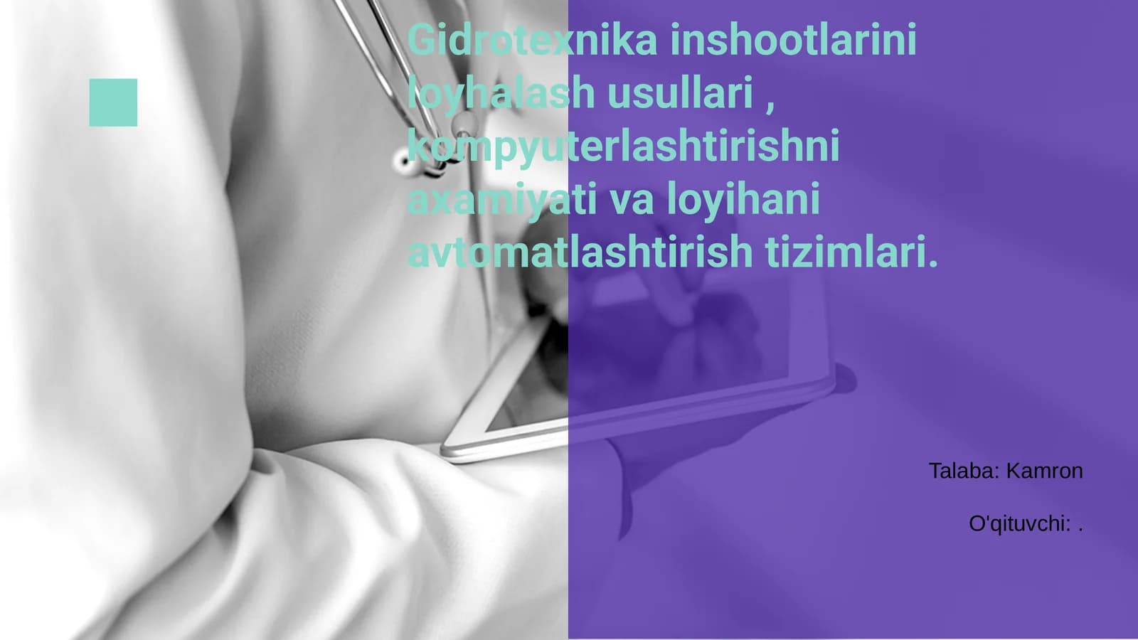 Gidrotexnika inshootlarini loyihalash usullari