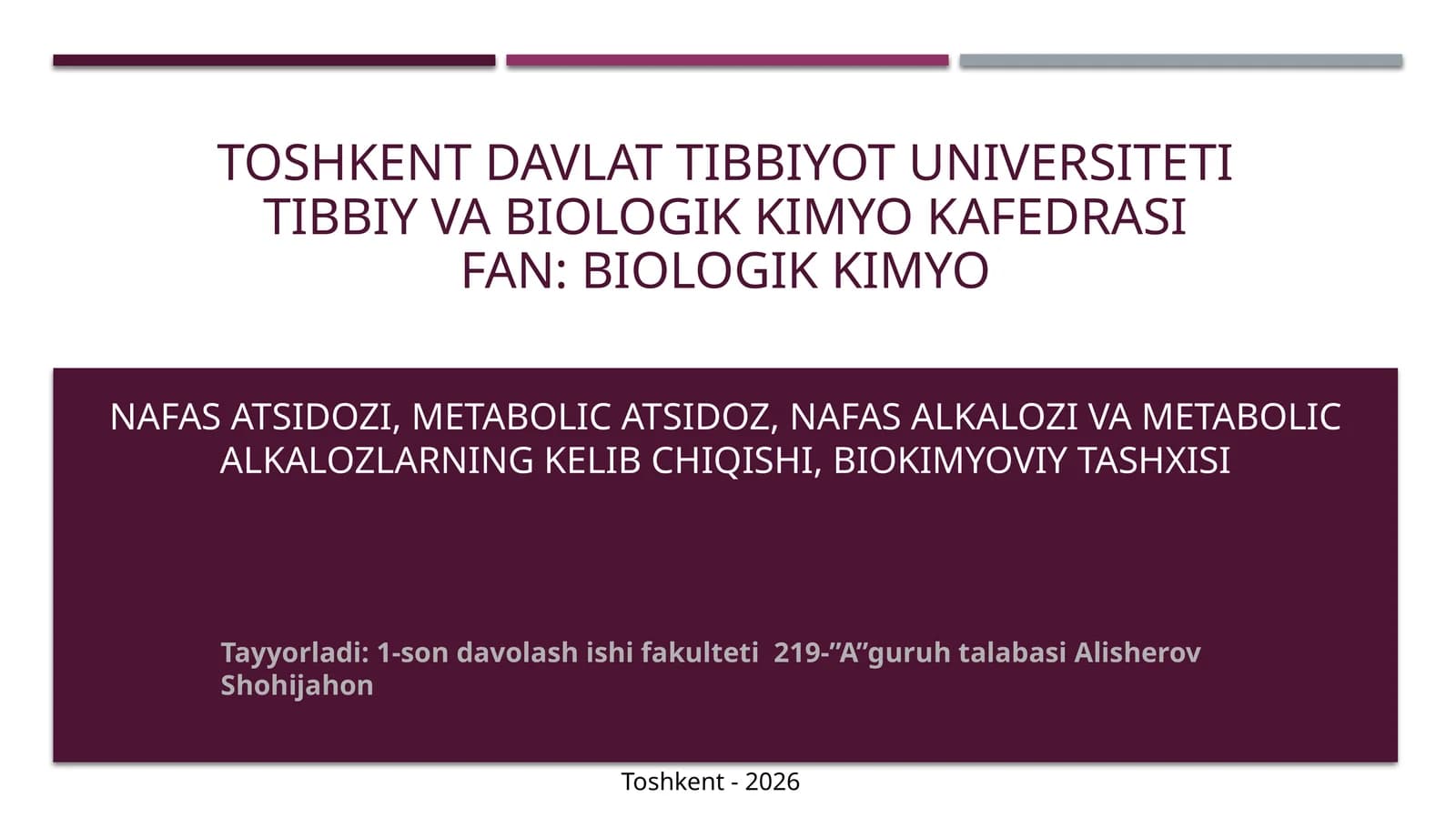 NAFAS ATSIDOZI, METABOLIC ATSIDOZ, NAFAS ALKALOZI VA METABOLIC ALKALOZLARNING KELIB CHIQISHI, BIOKIMYOVIY TASHXISI
