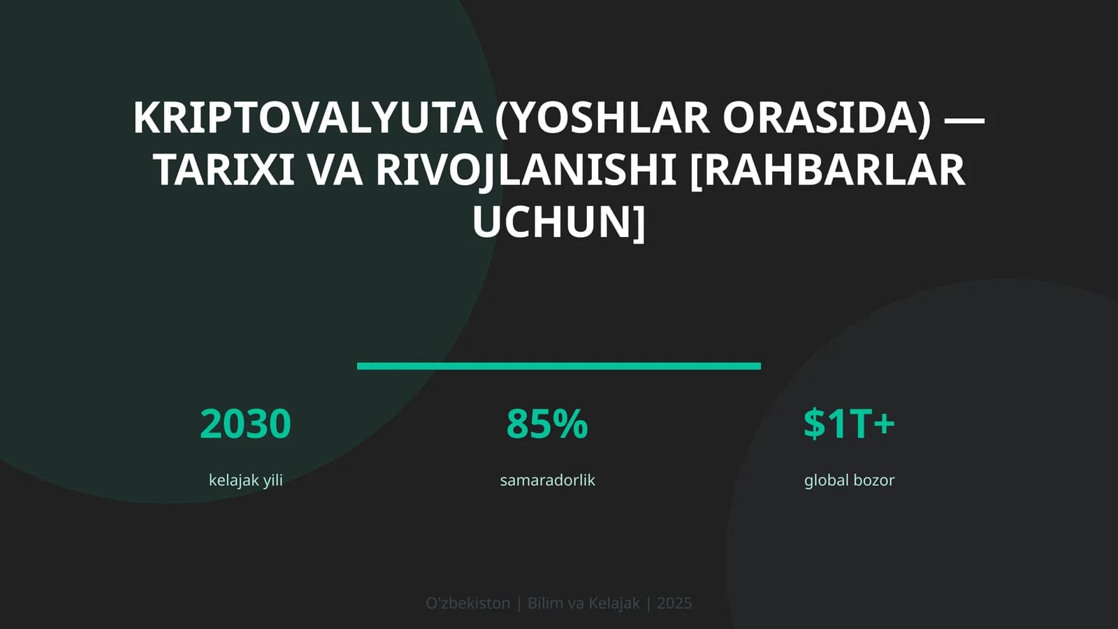 KRIPTOVALYUTA (YOSHLAR ORASIDA) — TARIXI VA RIVOJLANISHI [RAHBARLAR UCHUN]