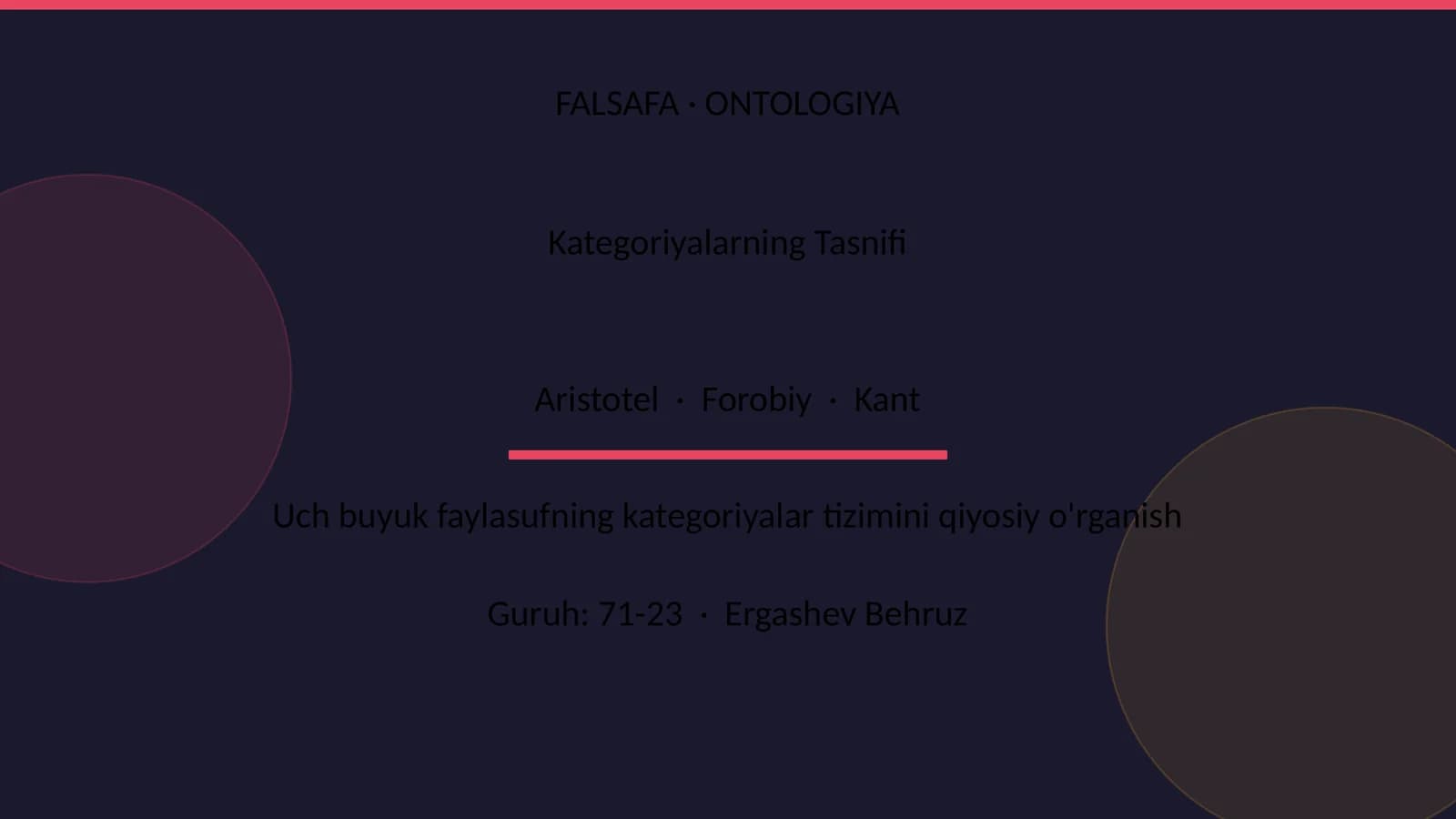Kategoriyalarning Tasnifi