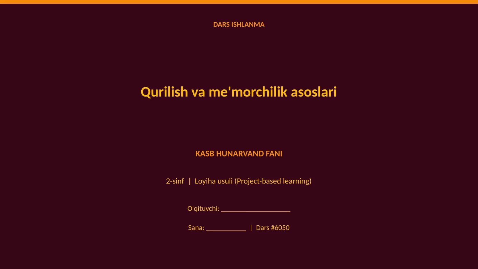 Qurilish va me'morchilik asoslari