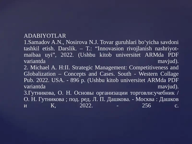 savdo logistikasining xalqaro tizimlari