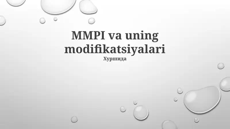 MMPI va uning modifikatsiyalari
