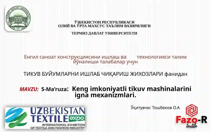 Kengimkoniyatli tikuv mashinalarini ignamexanizmlari