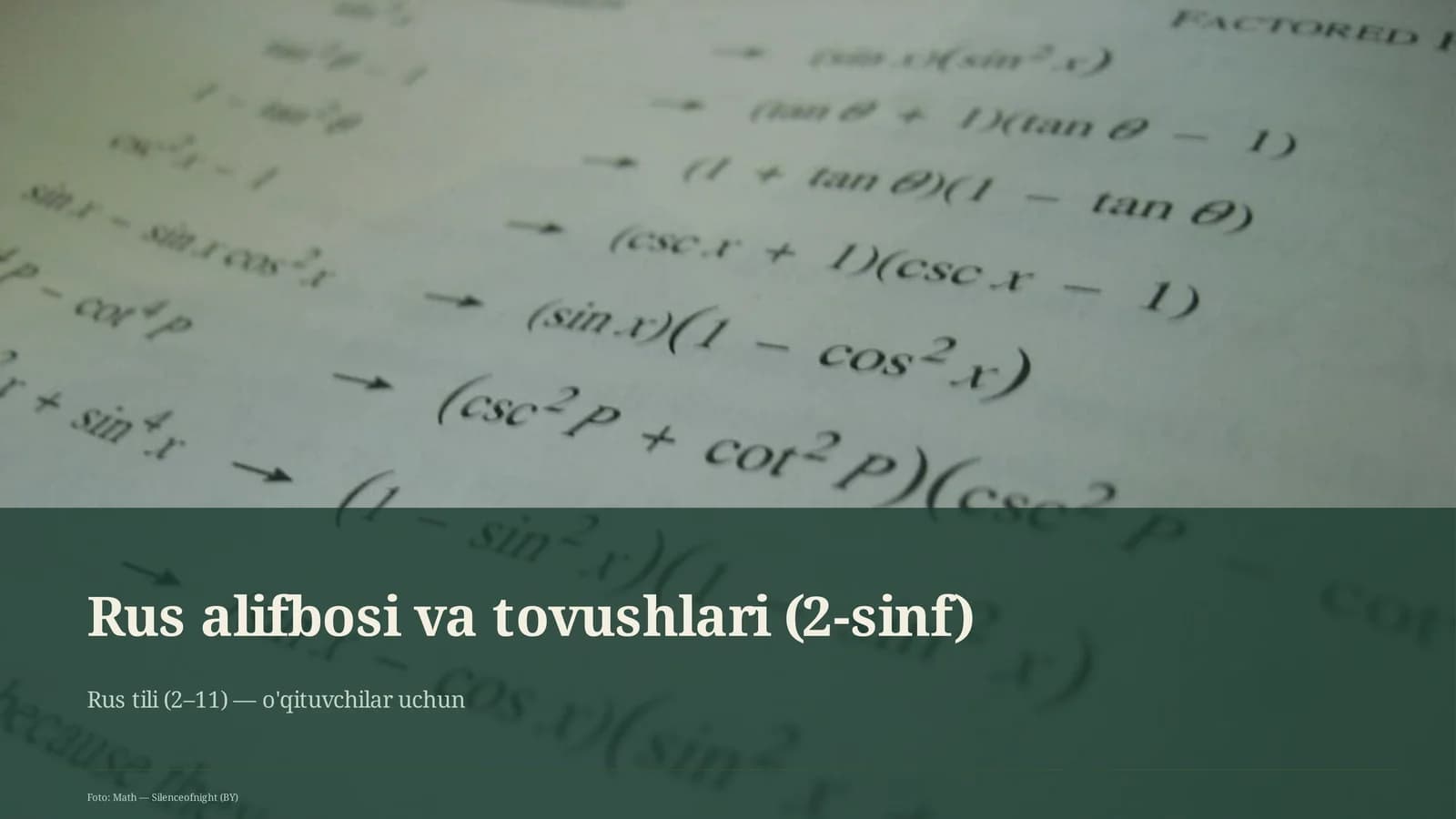 Rus alifbosi va tovushlari (2-sinf)