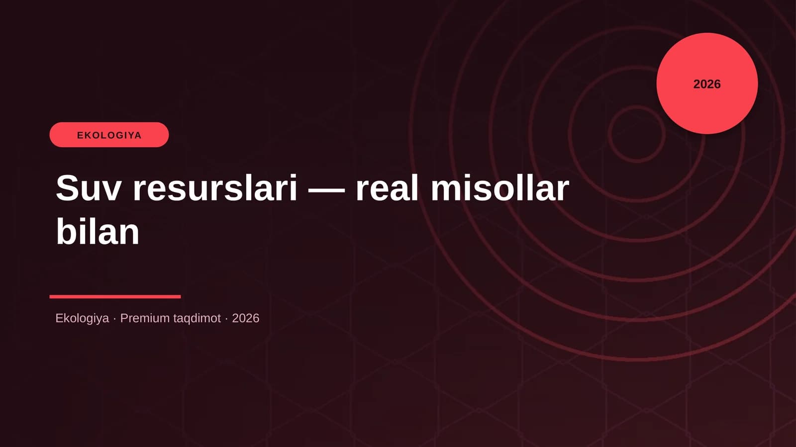 Suv resurslari - real misollar bilan