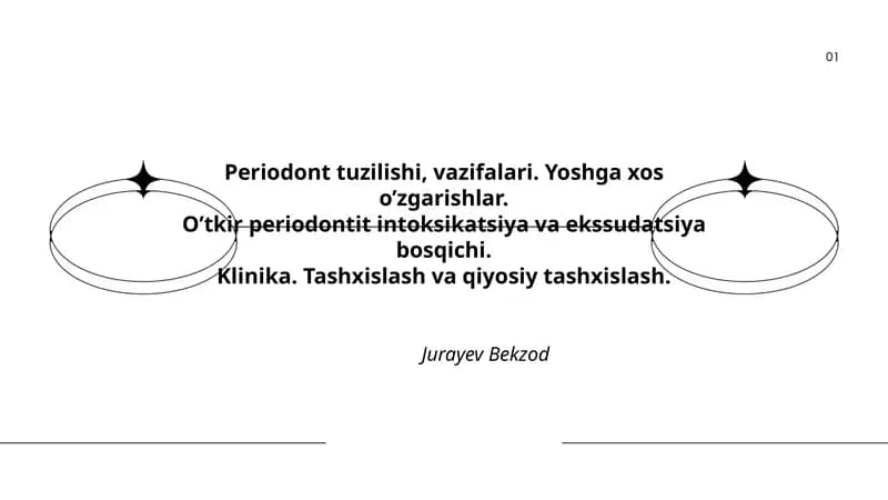 Periodont tuzilishi, vazifalari. Yoshga xos o’zgarishlar