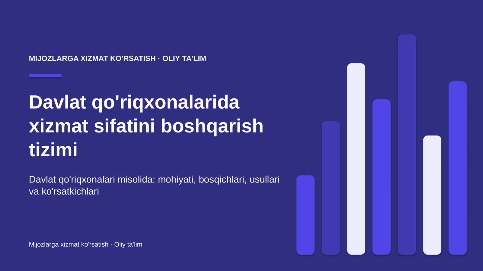 Davlat qo'riqxonalarida xizmat sifatini boshqarish tizimi