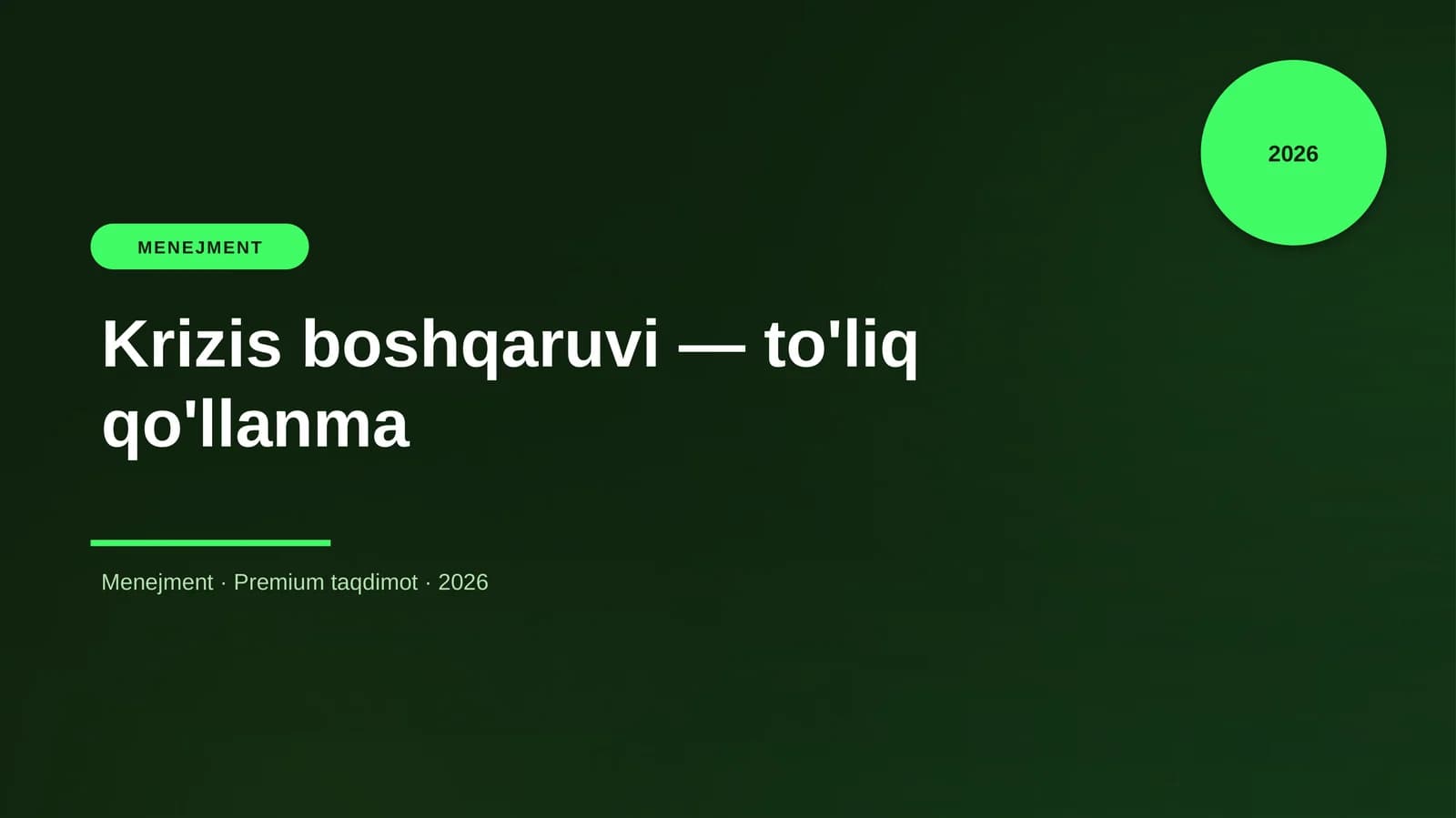 Krizis boshqaruvi — to'liq qo'llanma