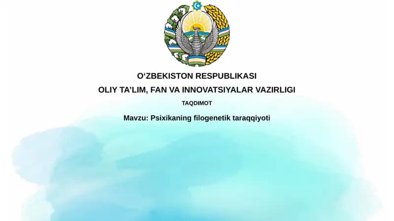 Psixikaning filogenetik rivojlanishiga kirish