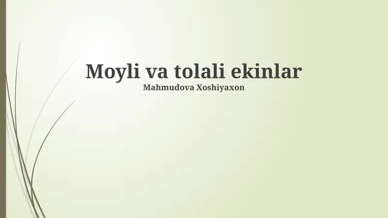 Moyli va tolali ekinlar