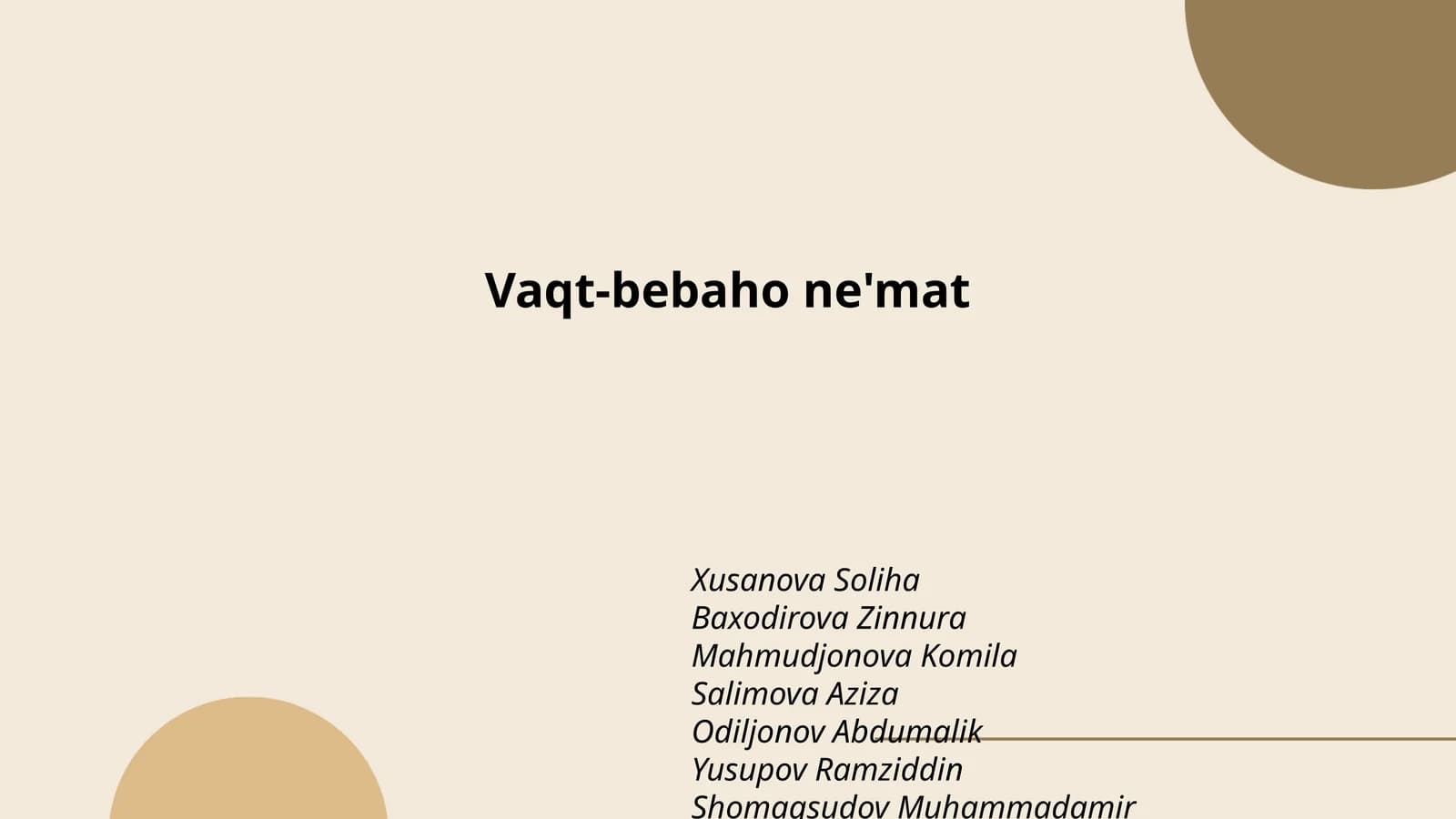 Vaqt-bebaho ne'mat