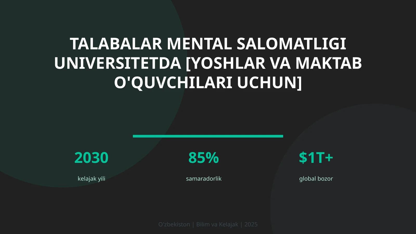 Talabalar mental salomatligi universitetda [yoshlar va maktab o'quvchilari uchun]