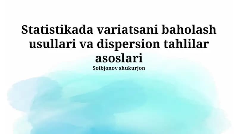 Variatsa baholash usullari