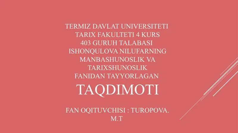 Taqdirlar tarixi