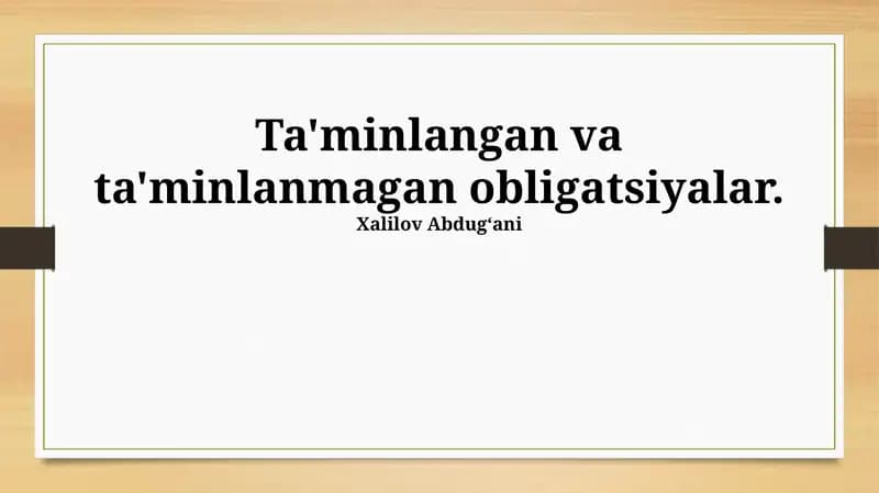 Kafolatlangan va kafolatlanmagan obligatsiyalar