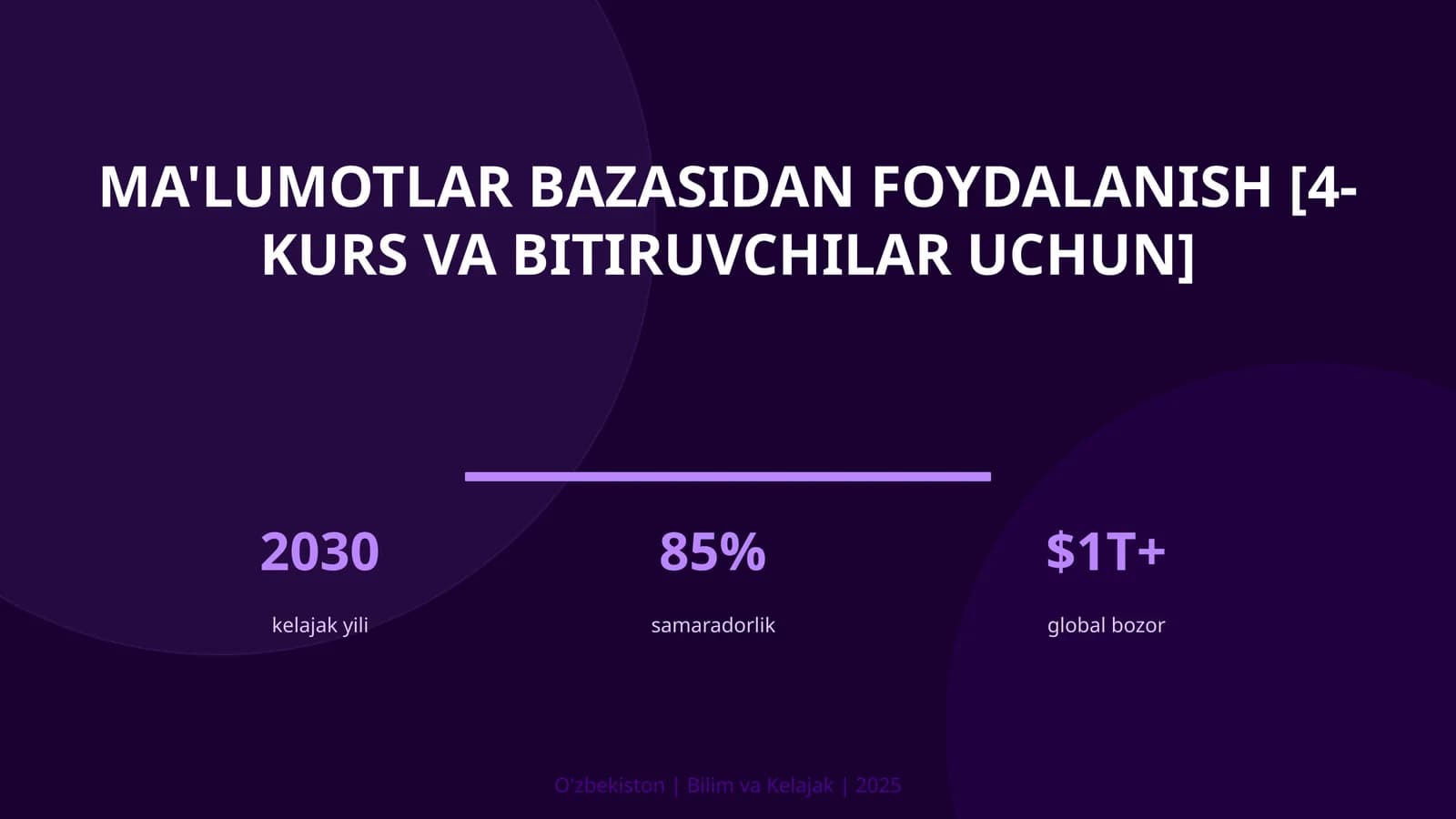 Ma'lumotlar bazasidan foydalanish [4-kurs va bitiruvchilar uchun]