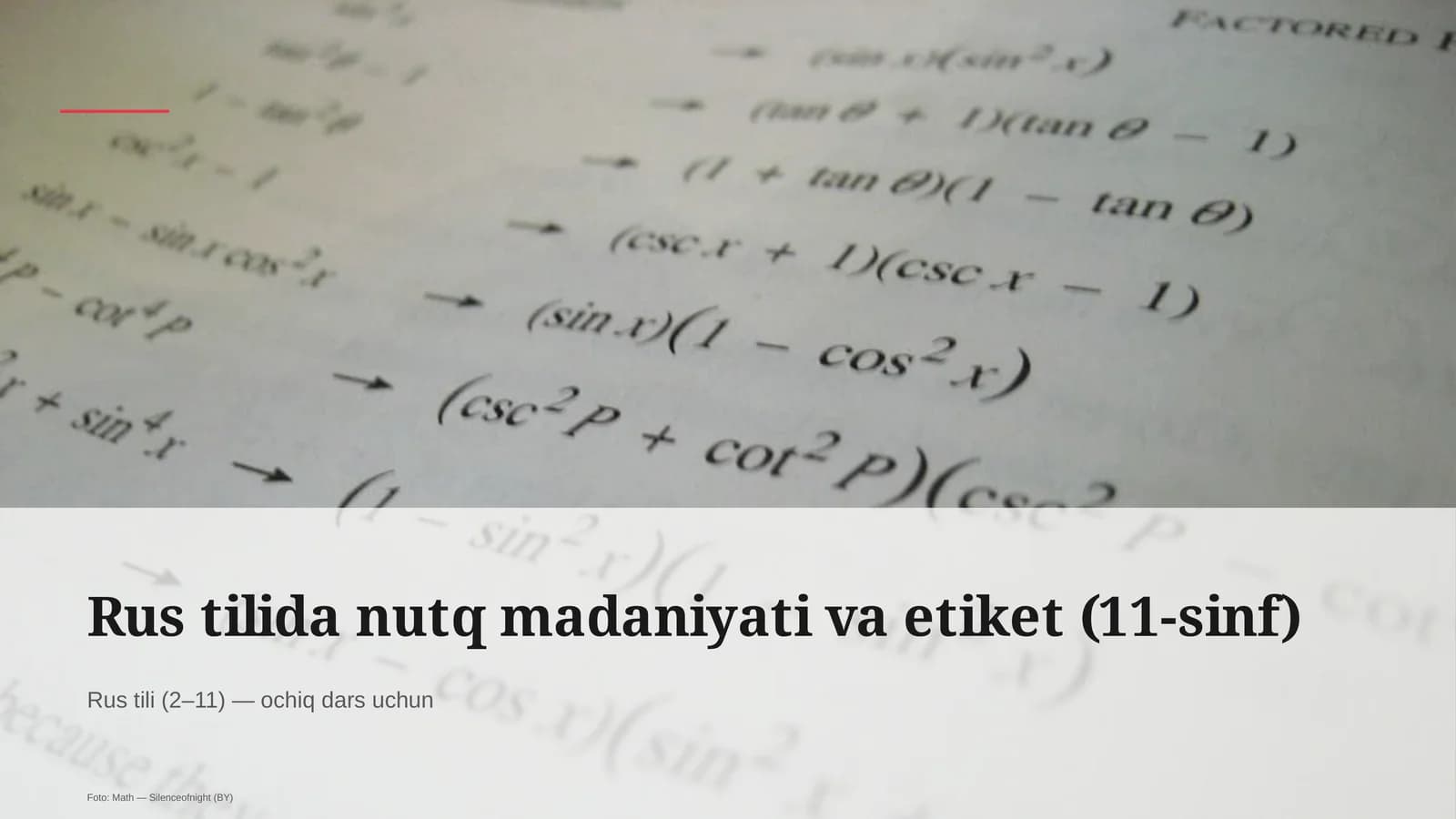 Rus tilida nutq madaniyati va etiket (11-sinf)