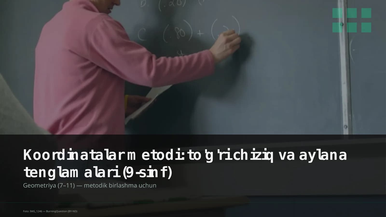 Koordinatalar metodi: to'g'ri chiziq va aylana tenglamalari (9-sinf)