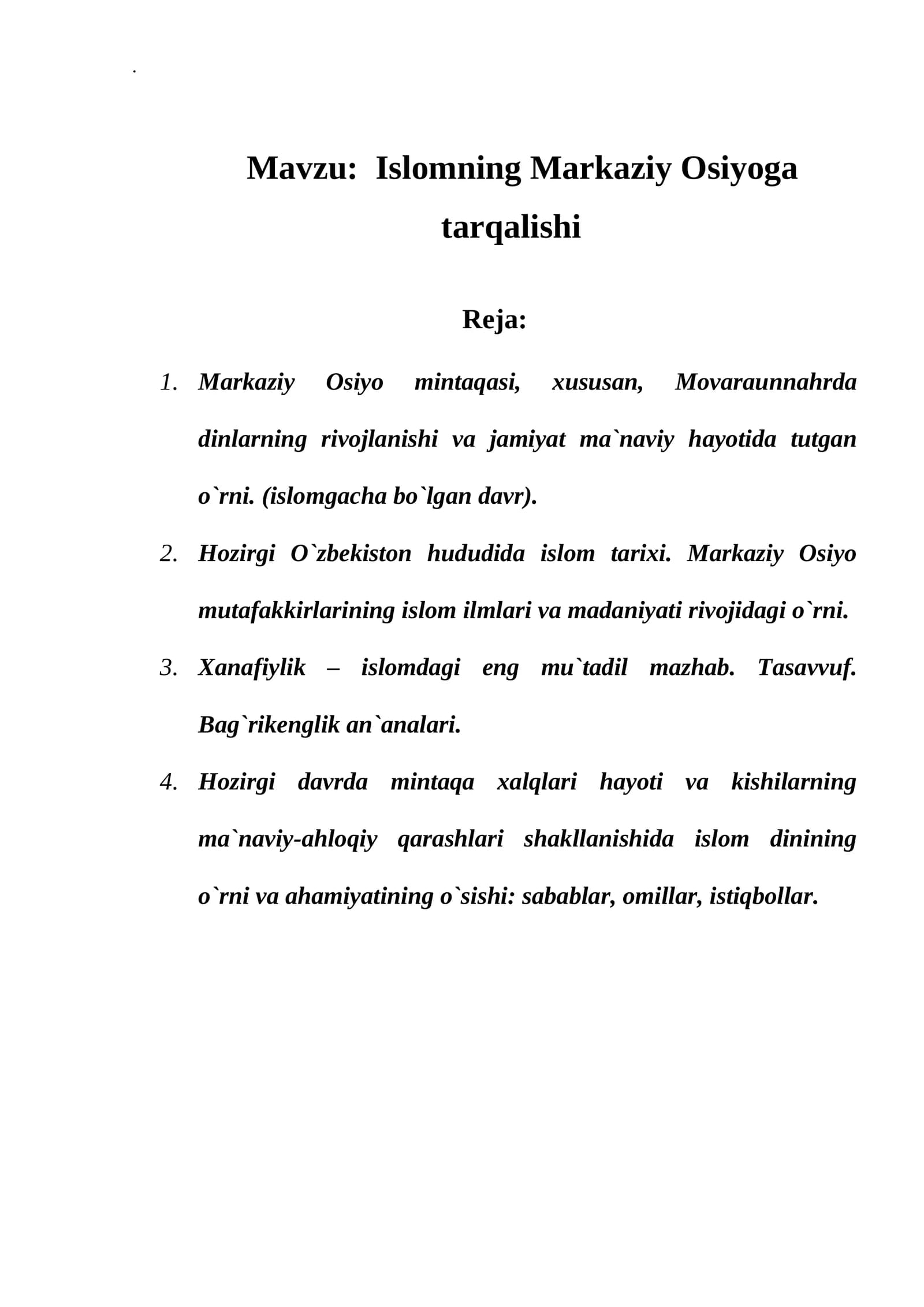 Islomning Markaziy Osiyoga tarqalishi
