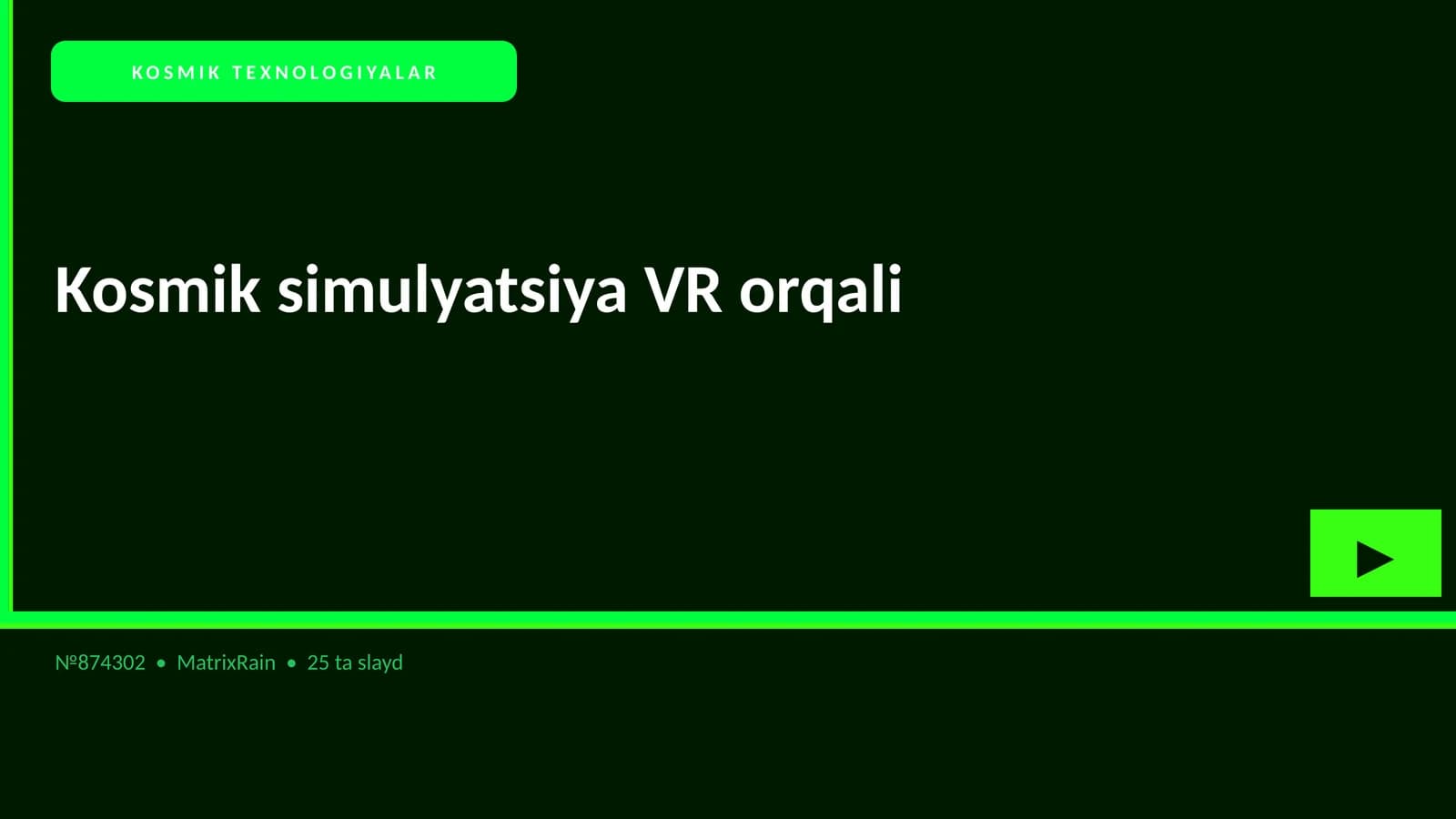 Kosmik simulyatsiya VR orqali