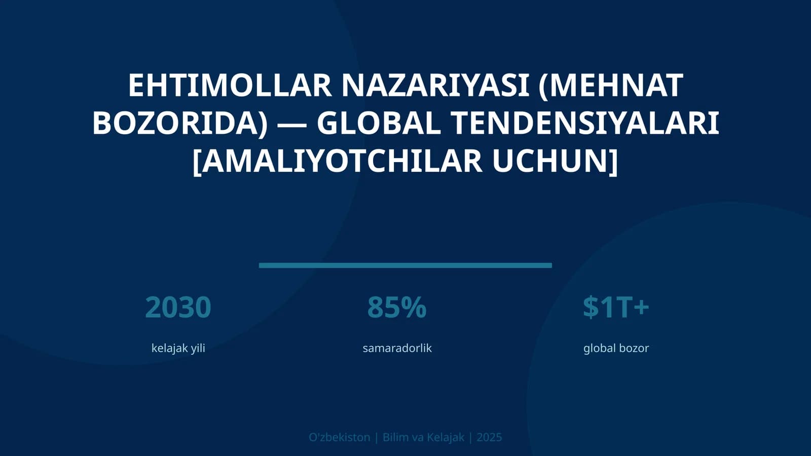 Ehtimollar nazariyasi (mehnat bozorida) — global tendensiyalari [amaliyotchilar uchun]