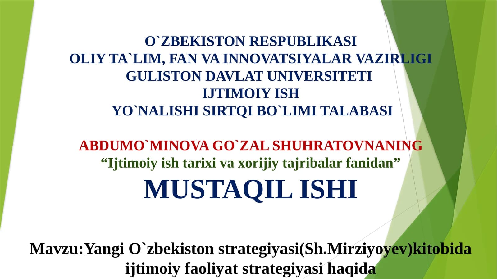 Yangi O`zbekiston strategiyasi (Sh.Mirziyoyev) kitobida ijtimoiy faoliyat strategiyasi haqida