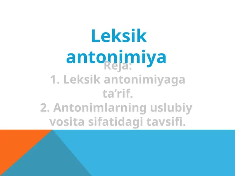 Leksik antonimiya