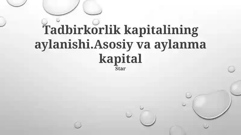 Tadbirkorlik kapitalining aylanishi