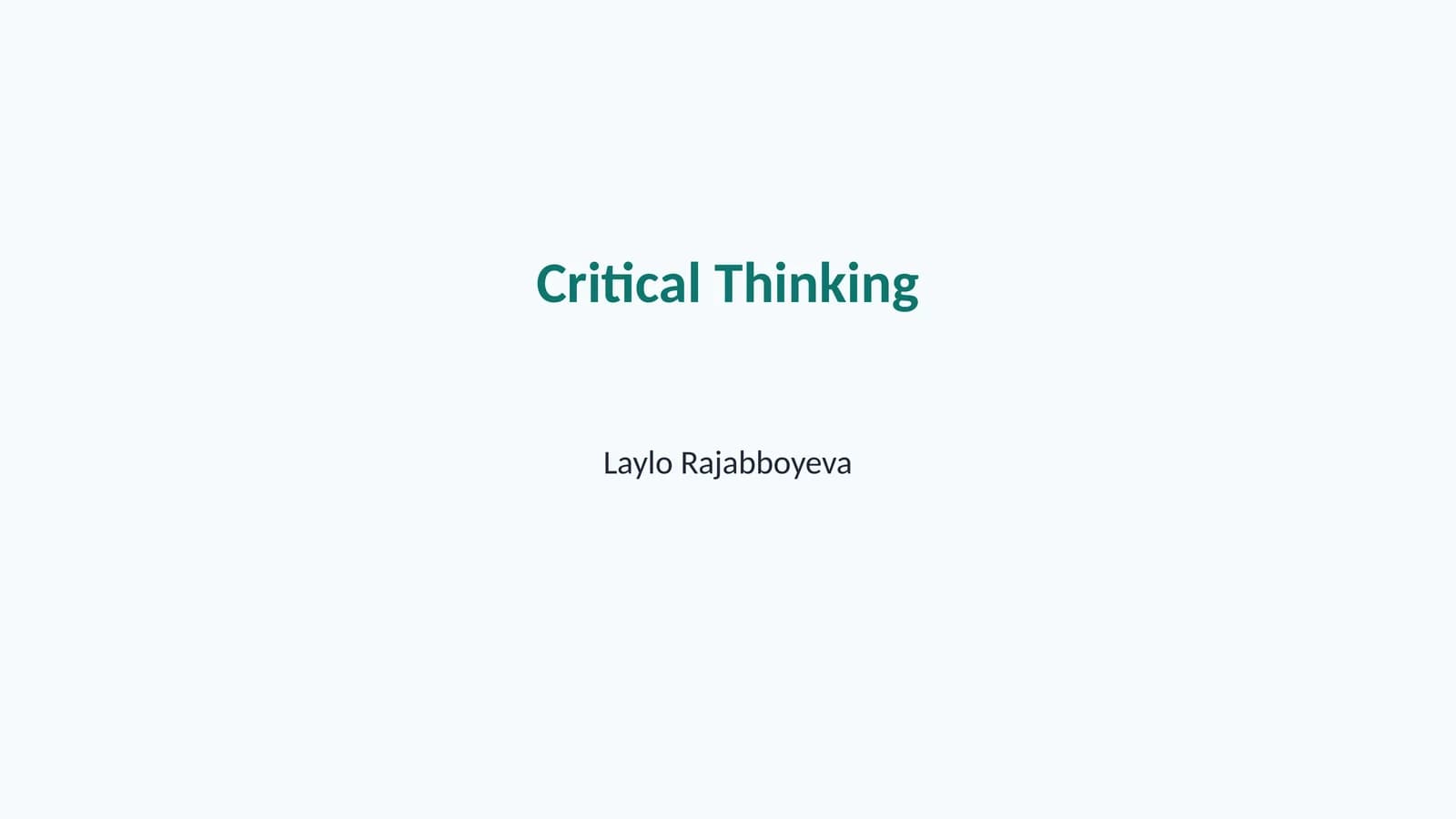 Critical Thinking