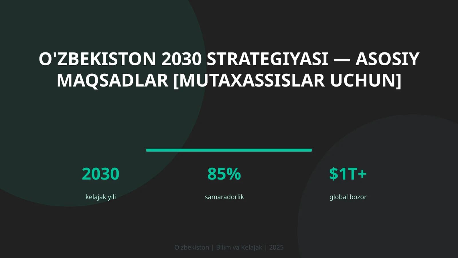 O'zbekiston 2030 Strategiyasi — asosiy maqsadlar [mutaxassislar uchun]