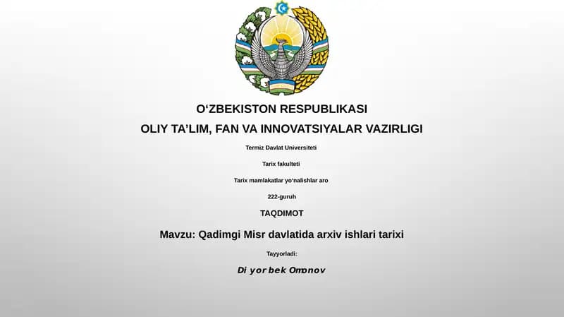 Qadimgi Misr davlatida arxiv ishlari tarixi