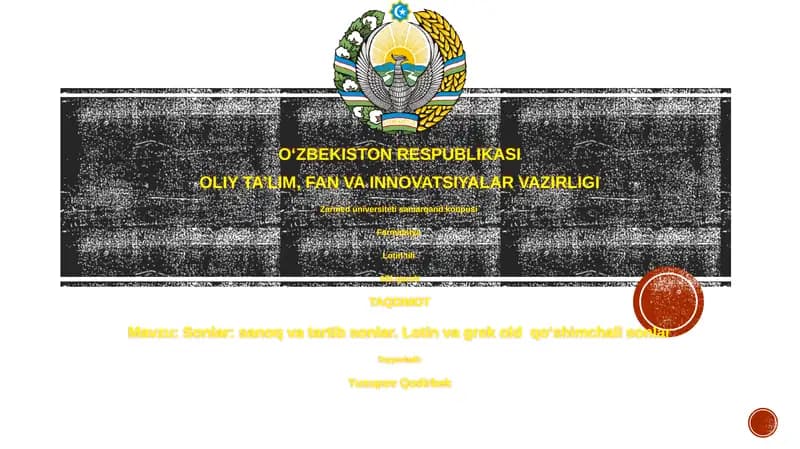 Sonlar: Sanoq va Tartib Sonlar