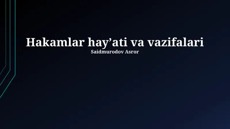 Hakamlar hayʼati va vazifalari