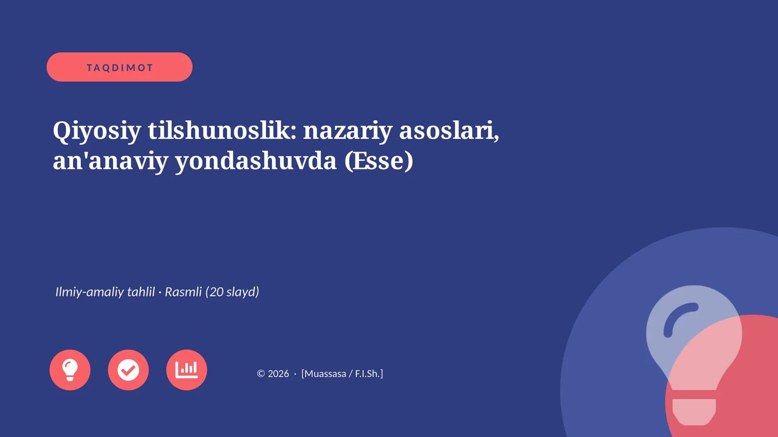 Qiyosiy tilshunoslik: nazariy asoslari, an'anaviy yondashuvda (Esse)