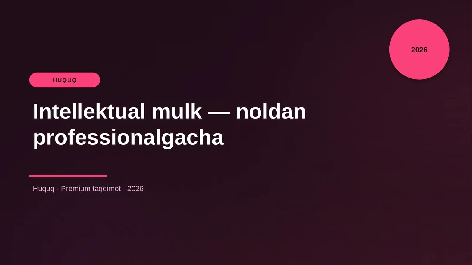 Intellektual mulk — noldan professionalgacha