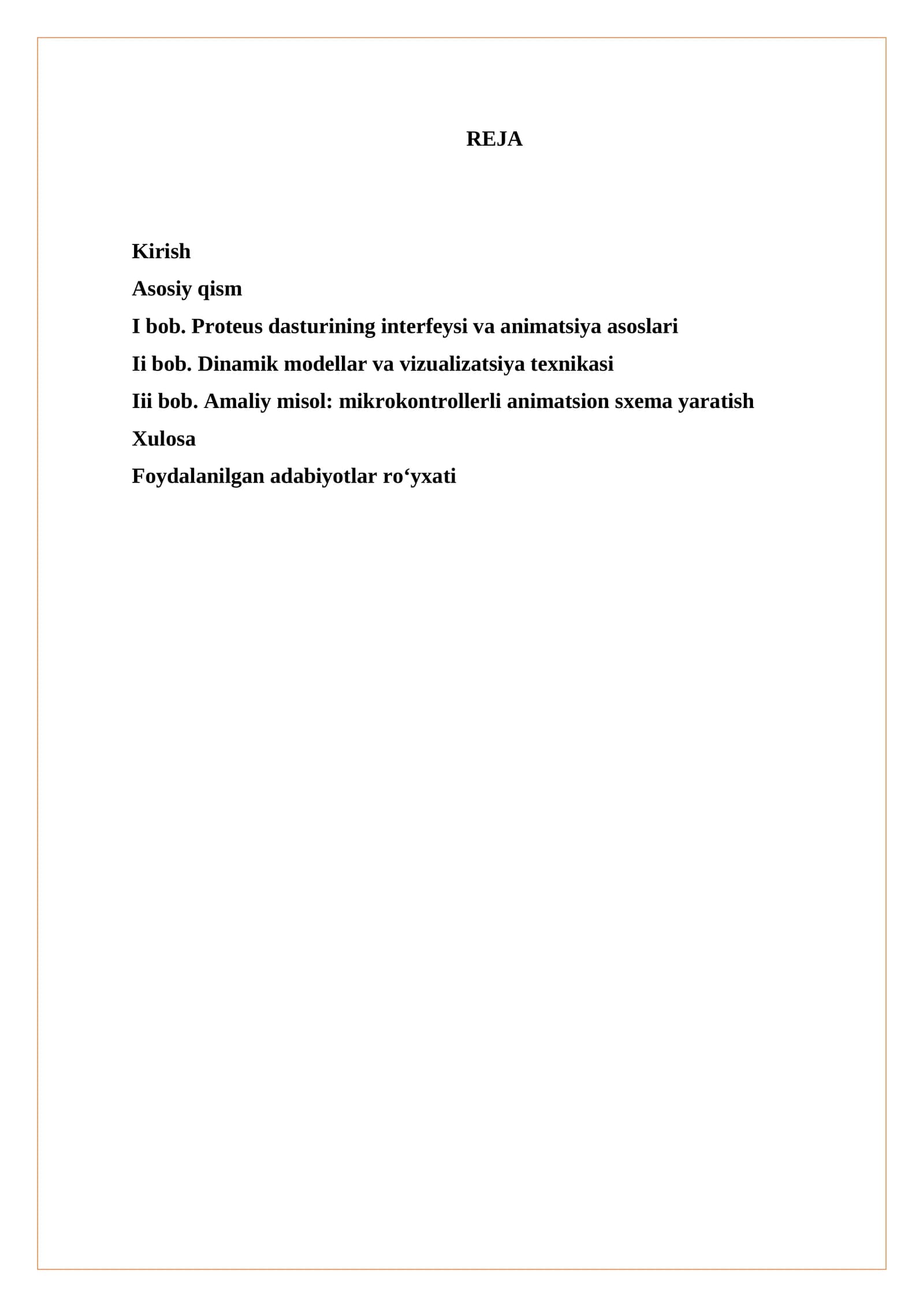Proteus dasturining interfeysi va animatsiya asoslari