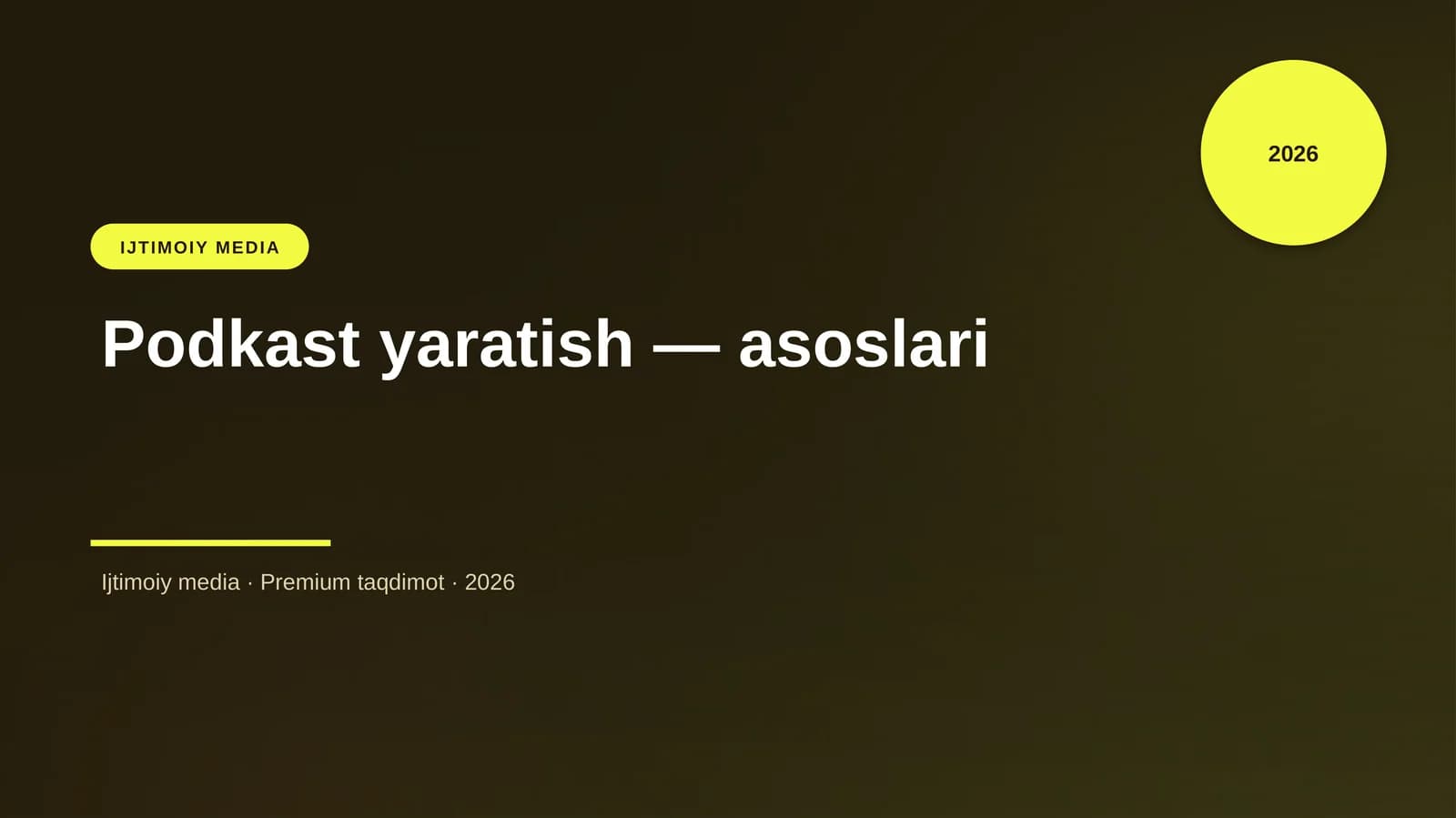 Podkast yaratish — asoslari