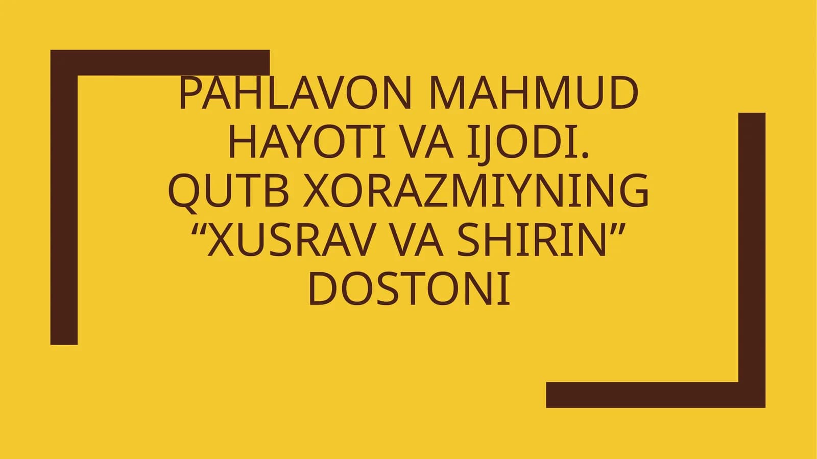 XIV ASRDA BADIIY TARJIMASHUNOSLIK QUTB XORAZMIY HAYOTI VA IJODI "HUSRAV VA SHIRIN" DOSTONI