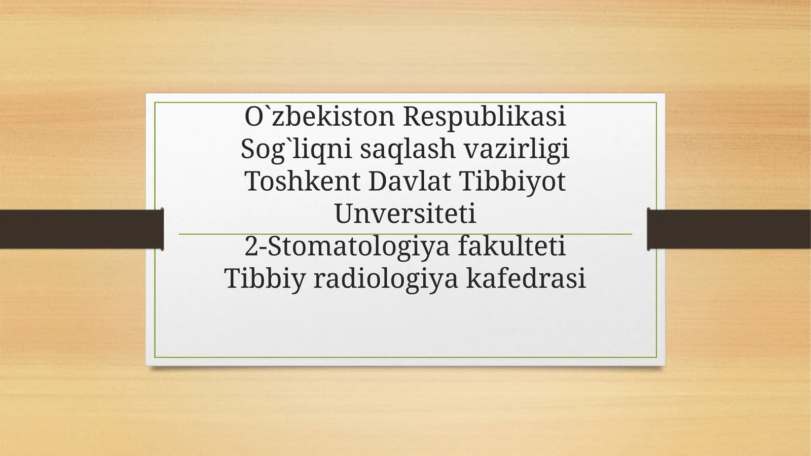 Bemor va Tibbiy xodimlar havfsizligi asoslari