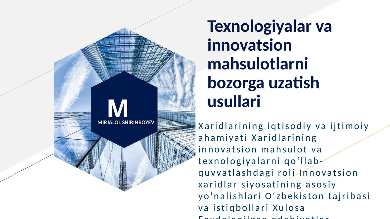 Texnologiyalar va innovatsion mahsulotlarni bozorga uzatish usullari