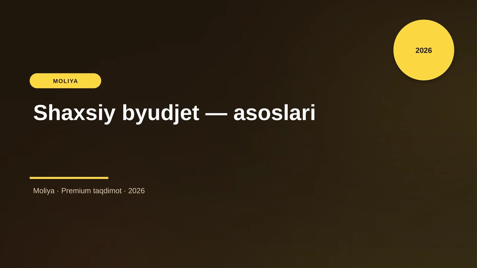 Shaxsiy byudjet — asoslari